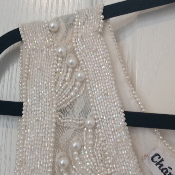 Cream color formal dress with lace, pearls and sequins 2X NWOT - Picture 5 of 11